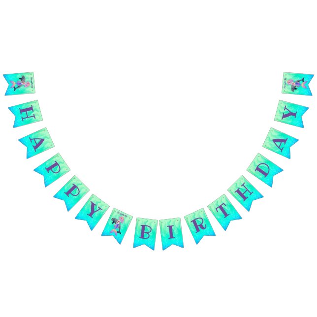 Bandeirinha Sereia incrível com cabelo arco-íris e cauda Anive (Todos)