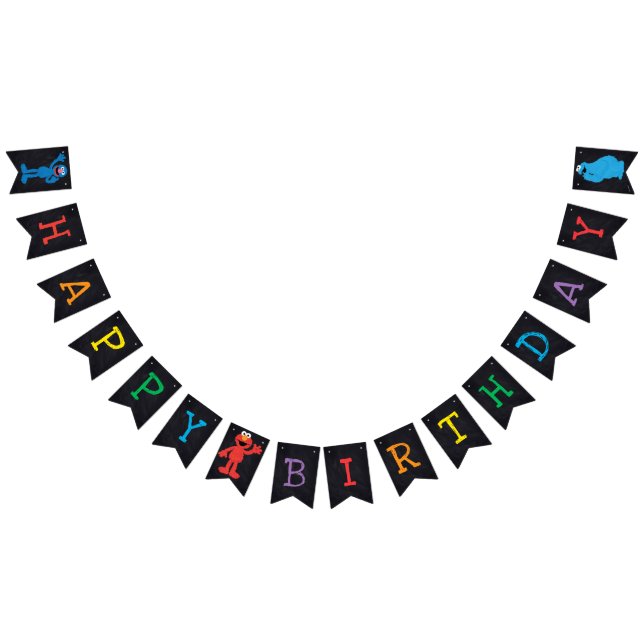 Bandeirinha Sésame Street Chalkboard Birthday (Todos)