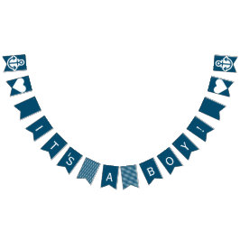 Bandeirinha Seu estamenha náutica azul e branca de um menino