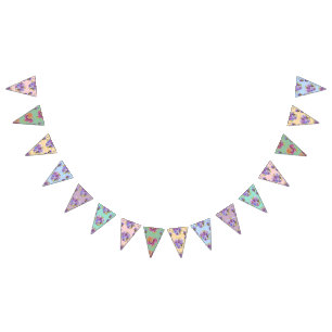 Bandeirinha Shabby Pastel Flowers Floral Party Bunting