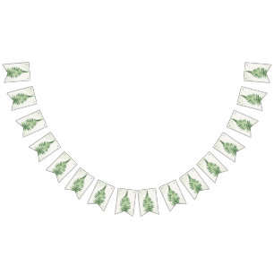 Bandeirinha Sinal de Casamento de Samambaia Verde Minimalista