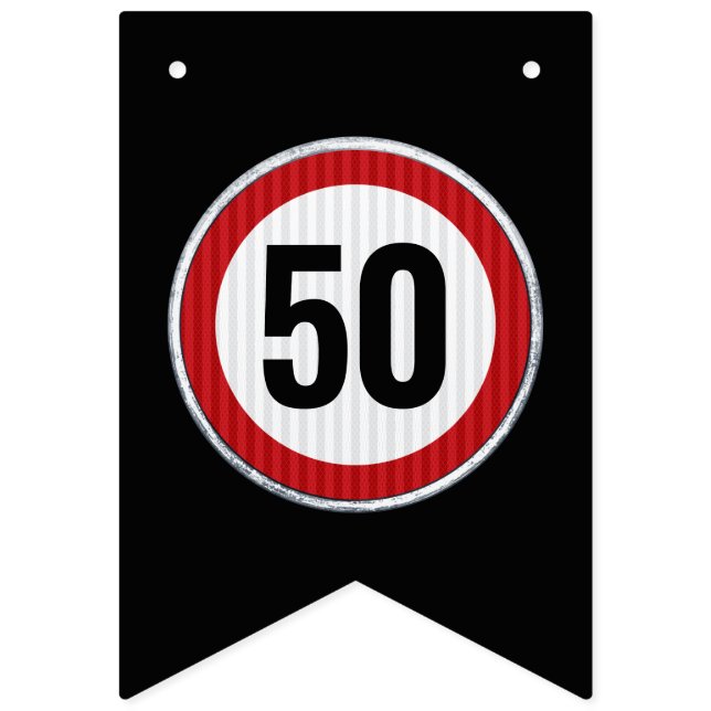 Bandeirinha Sinal de limite de velocidade de 50º aniversário - (Primeira Bandeira)