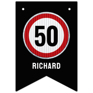 Bandeirinha Sinal de limite de velocidade de aniversário de 50