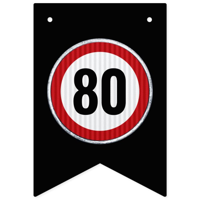 Bandeirinha Sinal de limite de velocidade de aniversário de 80 (Primeira Bandeira)