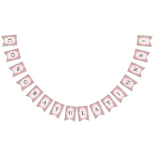 Bandeirinha Sinalizador de Bunting de Frame Floral Rosa