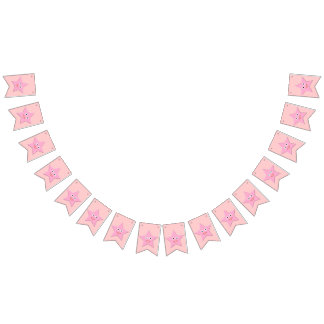Bandeirinha Sinalizadores bonito de Bunting de Estrelas Rosa