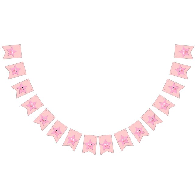 Bandeirinha Sinalizadores bonito de Bunting de Estrelas Rosa (Todos)
