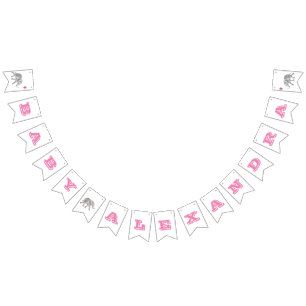 Bandeirinha Sinalizadores de Bunting do Chá de fraldas Elefant