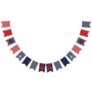 Bandeirinha Sinalizadores de Bunting Náutico Vermelho, Branco