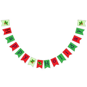 Bandeirinha Sinalizadores de Bunting Vermelho e Verde de Féria