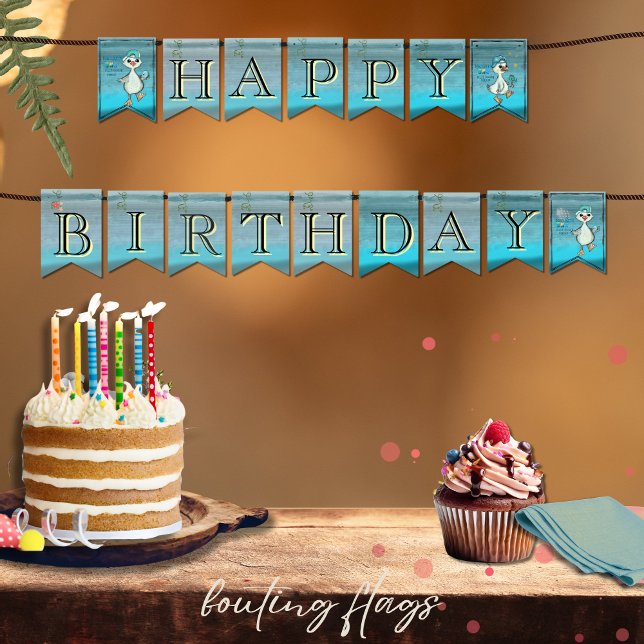 Bandeirinha Sinalizadores de Festa de aniversário do ganso do  (Custom Blue Silly Goose Birthday Party Flags)