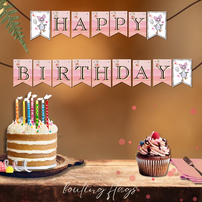 Bandeirinha Sinalizadores de Festa de aniversário do ganso do  (Custom Pink Silly Goose Birthday Party Flags)