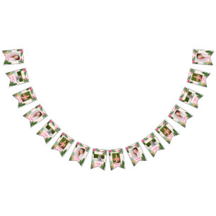 Bandeirinha Sinalizadores De Foto Mensais Tropicais Rosa