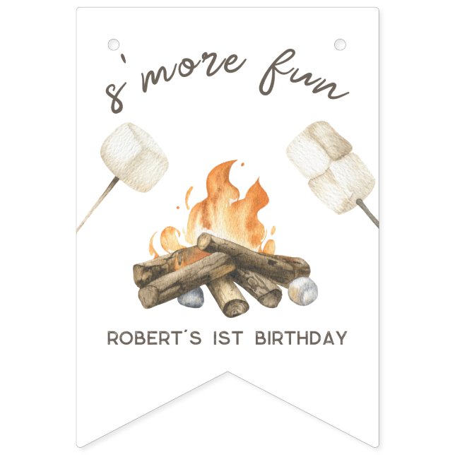 Bandeirinha S'more Campfire primeiro aniversario Party (Primeira Bandeira)