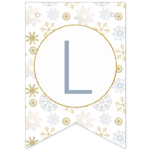 Bandeirinha Snowflake Winter Wonderland Bunting Banner