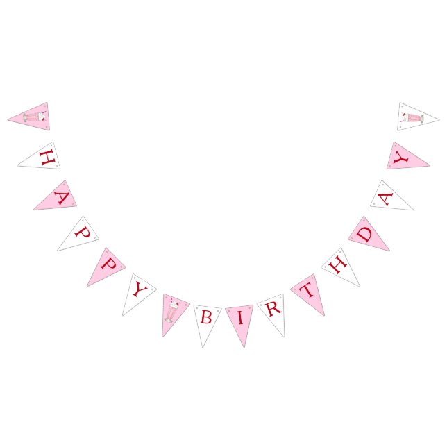 Bandeirinha Sorvete Rosa de Morango Milkshake Feliz Aniversári (Todos)