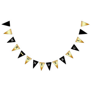 Bandeirinha Sr. Banner Black White e Dourado