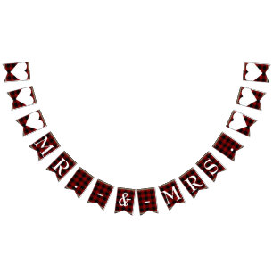 Bandeirinha Sr. Casamento de Xadrez da Sra. Red Black Buffalo