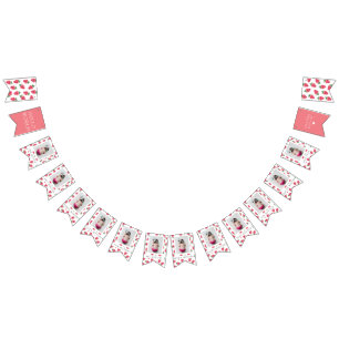 Bandeirinha Strawberry Girl First Birthday Milestones Fotograf