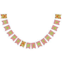 Bandeirinha Strawberry Theme Happy Birthday