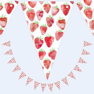 Bandeirinha Strawberry Watercolor Party