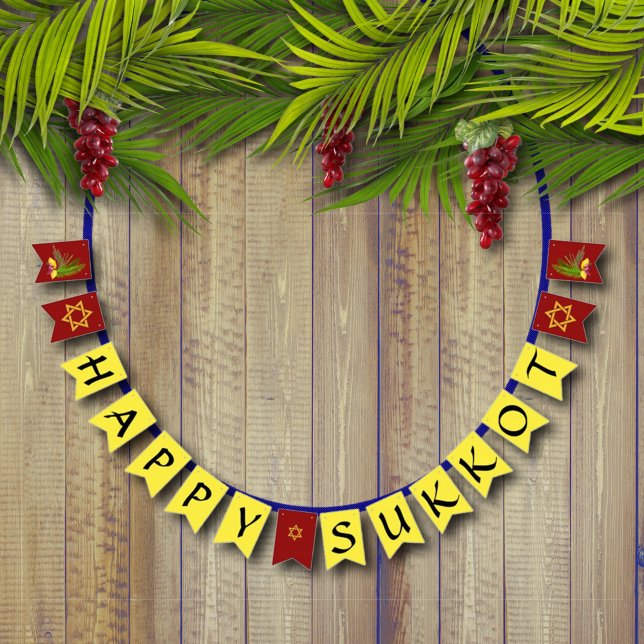 Bandeirinha Sukah Decoration Happy Sukkot Banner com Lulav (Criador carregado)