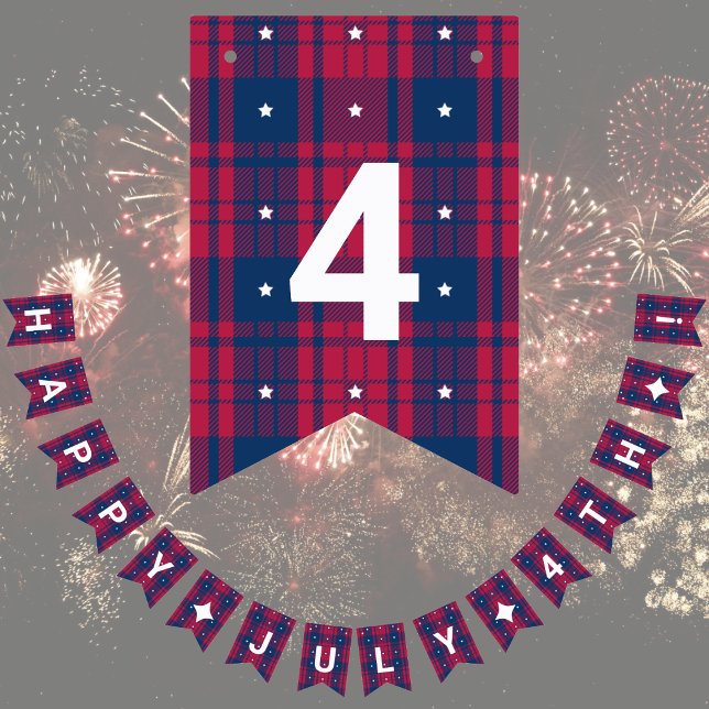 Bandeirinha Tartan - Patriótico - Estrelas Vermelhas Azuis Bra (Criador carregado)