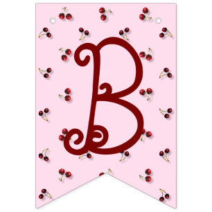 Bandeirinha Tema Cherries Primeiro Banner de Bunting Aniversár