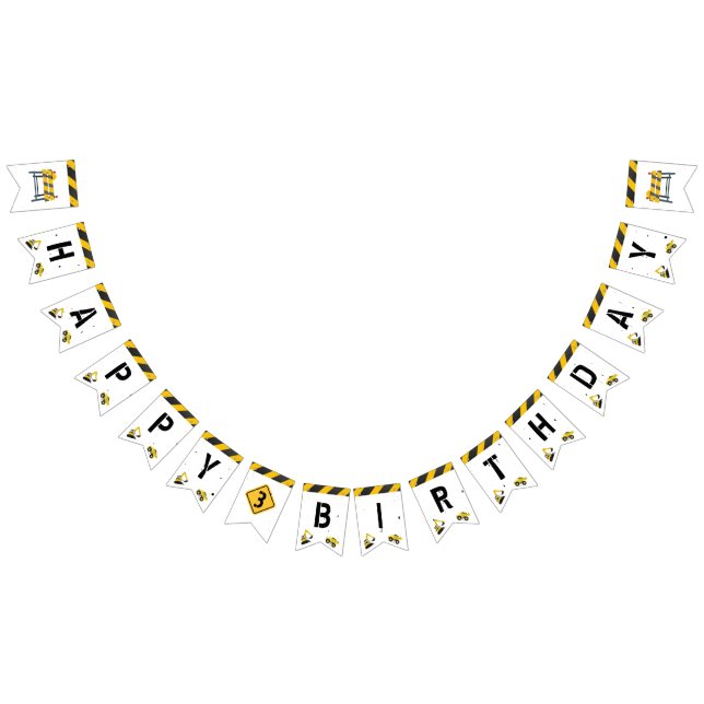 Bandeirinha Tema De Construção Caminhões Crianças De Qualquer  (Todos)