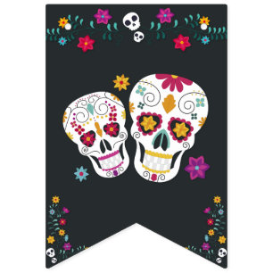 Bandeirinha Theme Sugar Skulls Dia de los Muertos