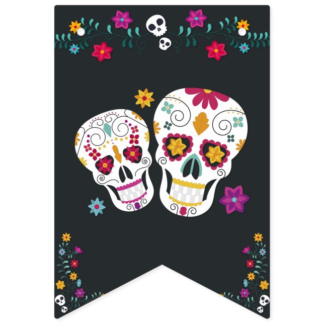Bandeirinha Theme Sugar Skulls Dia de los Muertos (Primeira Bandeira)