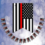 Bandeirinha Thin Red Line American Flag, fireman officer / USA<br><div class="desc">Thin Red Line & American Flag (USA) firefighters / fire service personnel themed patriotic bunting party flags for birthdays,  weddings,  retirement,  office celebrations</div>