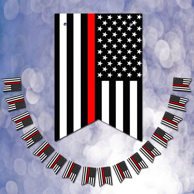 Bandeirinha Thin Red Line American Flag, fireman officer / USA (Criador carregado)