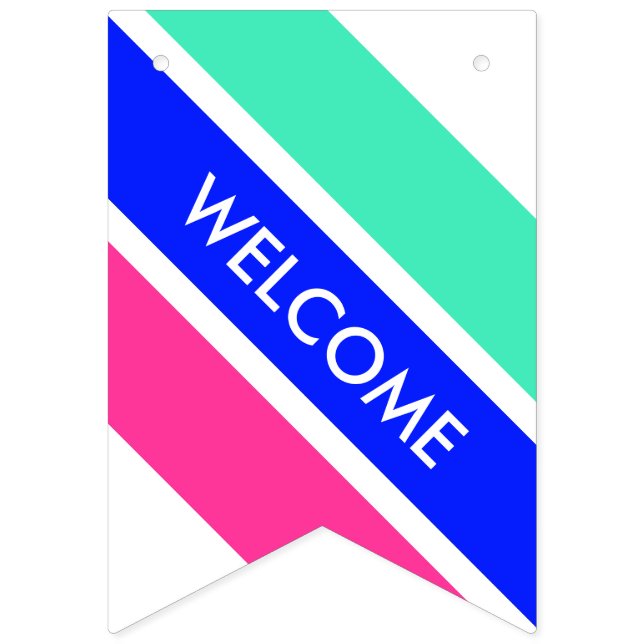 Bandeirinha Tiras coloridas - menta, azul real, rosa (Primeira Bandeira)