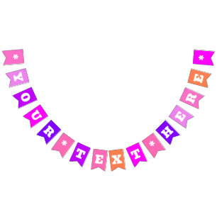 Bandeirinha Tons de Rosa Neon Cor Sólida   Personalizado