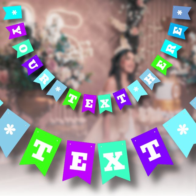 Bandeirinha Tons Sólidos Cor-de-Neon Azul | Personalizado (Criador carregado)