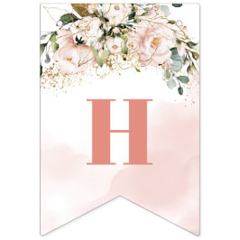 Bandeirinha Trendy rosa ouro floral 16.a Festa de aniversário