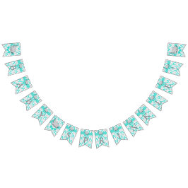 Bandeirinha Turquesa, Cinza Branca, Espelho De Bebê Elefante