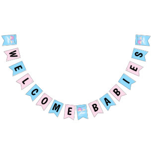 Bandeirinha Twin Baby Goy and Girl no Clothesline