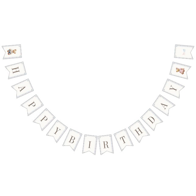 Bandeirinha Twins Beary First Happy Birthday (Todos)