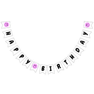 Bandeirinha Um Cara Feliz/primeiro aniversario Gal Roxo Smiley