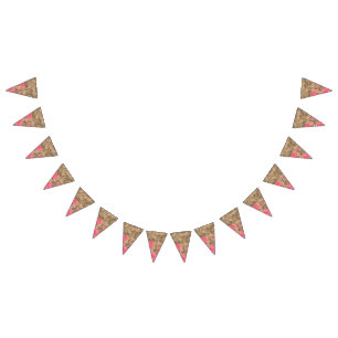 Bandeirinha Um design floral com peônias cor-de-rosa vibrantes