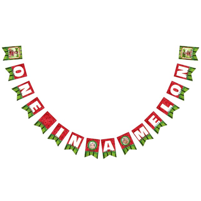 Bandeirinha UM em um primeiro aniversario Melon Cute Watermelo (Todos)