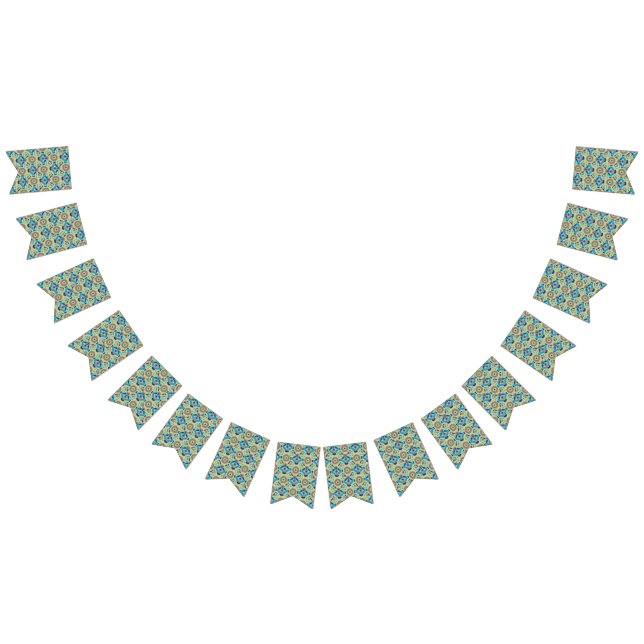 Bandeirinha um padrão azul e verde sobre um fundo verde (Todos)