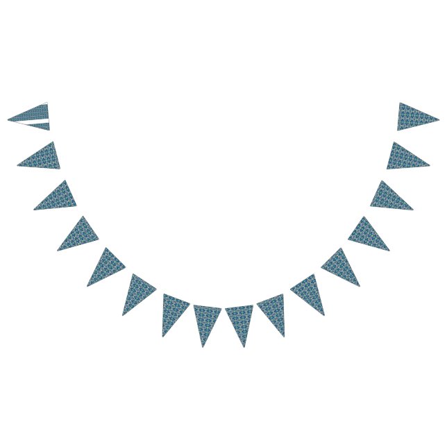 Bandeirinha Um padrão simétrico de motivos azuis num tecido (Todos)