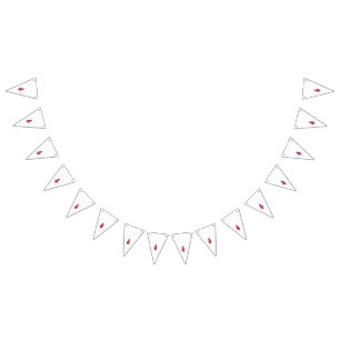 Bandeirinha um padrão vermelho e azul sobre um fundo branco