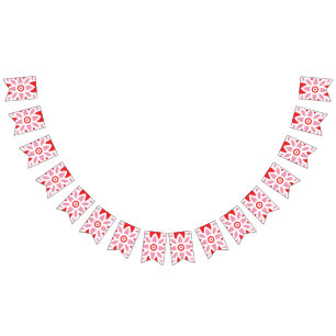 Bandeirinha um padrão vermelho e branco com uma flor