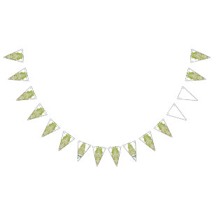 Bandeirinha um papel de parede verde e branco com desenhos orn