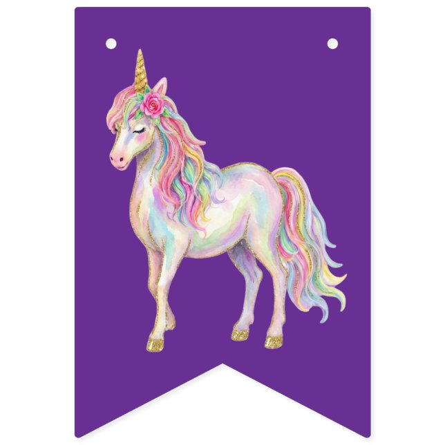 Bandeirinha Unicorn Birthday Party Decorations Happy Birthday (Primeira Bandeira)