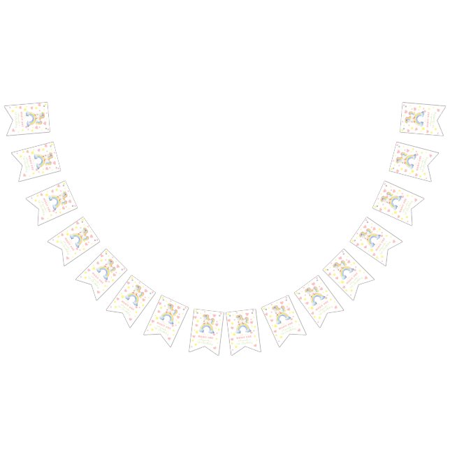 Bandeirinha Unicorn Rainbow Magic One First Birday (Todos)